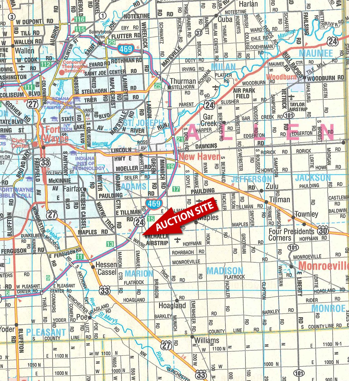 Area map - PERSONAL PROPERTY AUCTION IN ALLEN COUNTY, INDIANA